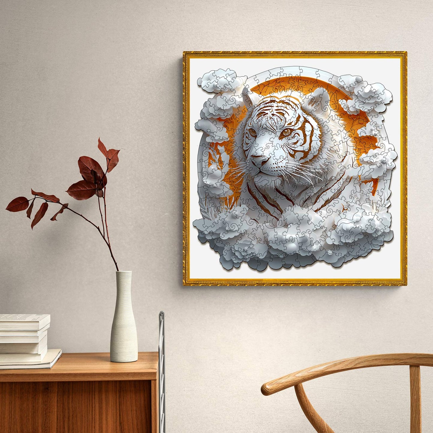 3D White Tiger Wooden Jigsaw Puzzle | LKWooden