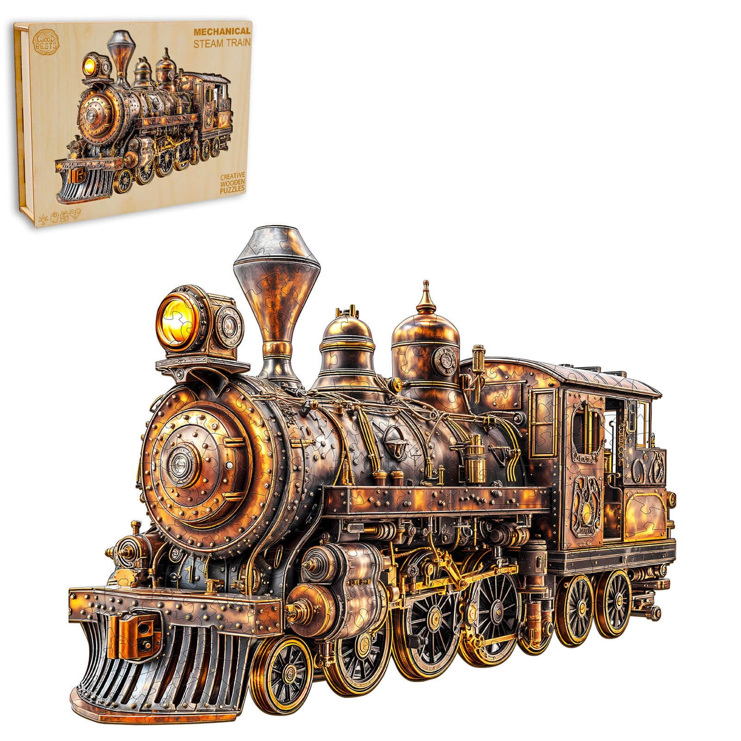 3D Mechanical Steam Train Wooden Jigsaw Puzzle | LKWooden