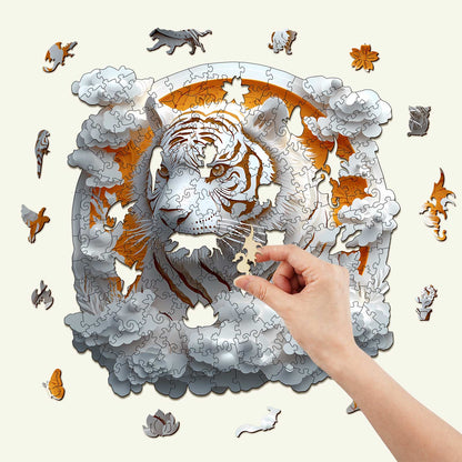 3D White Tiger Wooden Jigsaw Puzzle | LKWooden