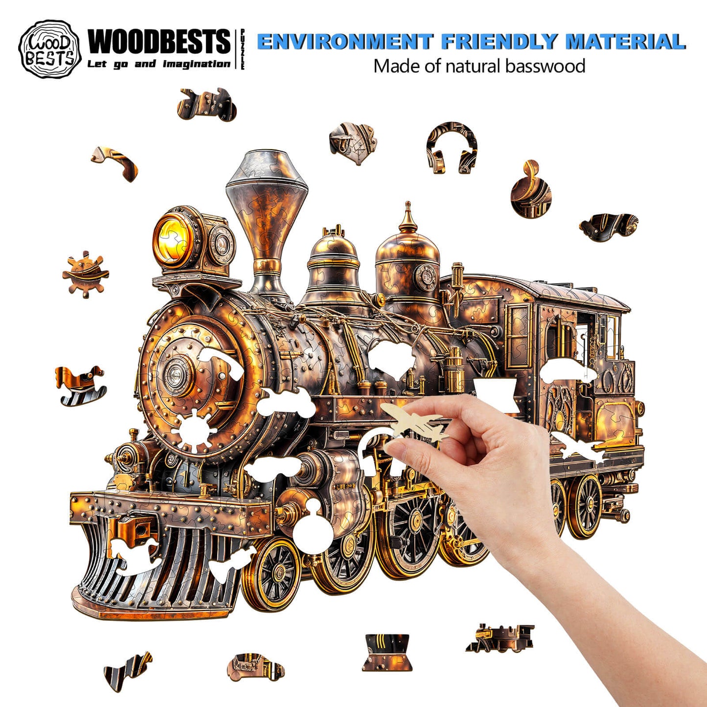 3D Mechanical Steam Train Wooden Jigsaw Puzzle | LKWooden