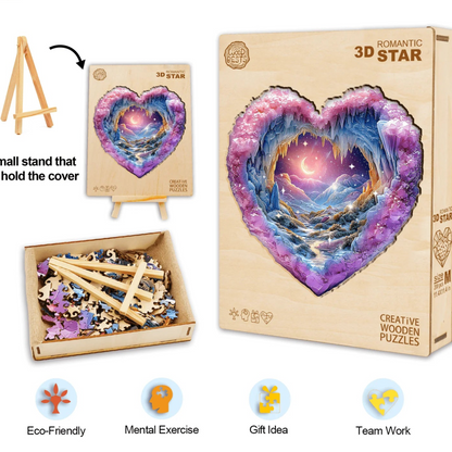 3D Romantic Star Wooden Jigsaw Puzzle | LKWooden