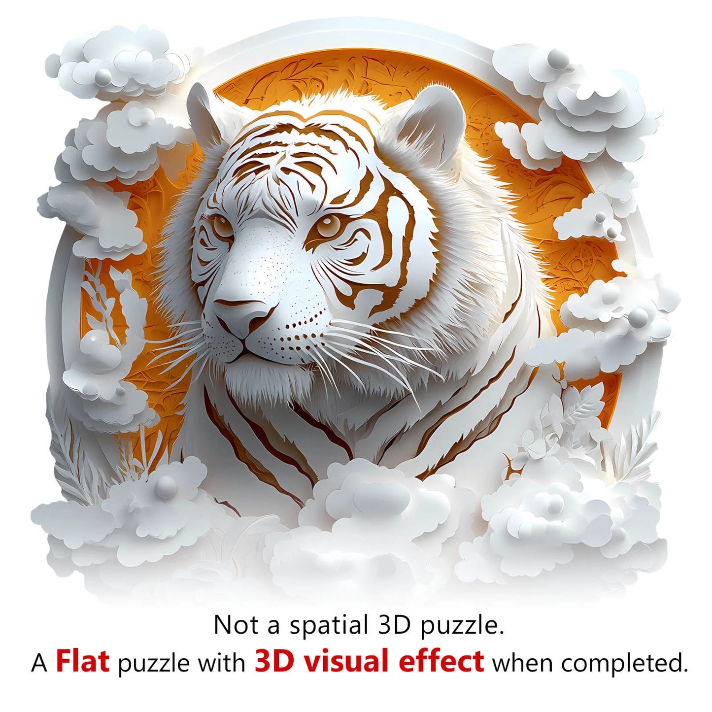 3D White Tiger Wooden Jigsaw Puzzle | LKWooden