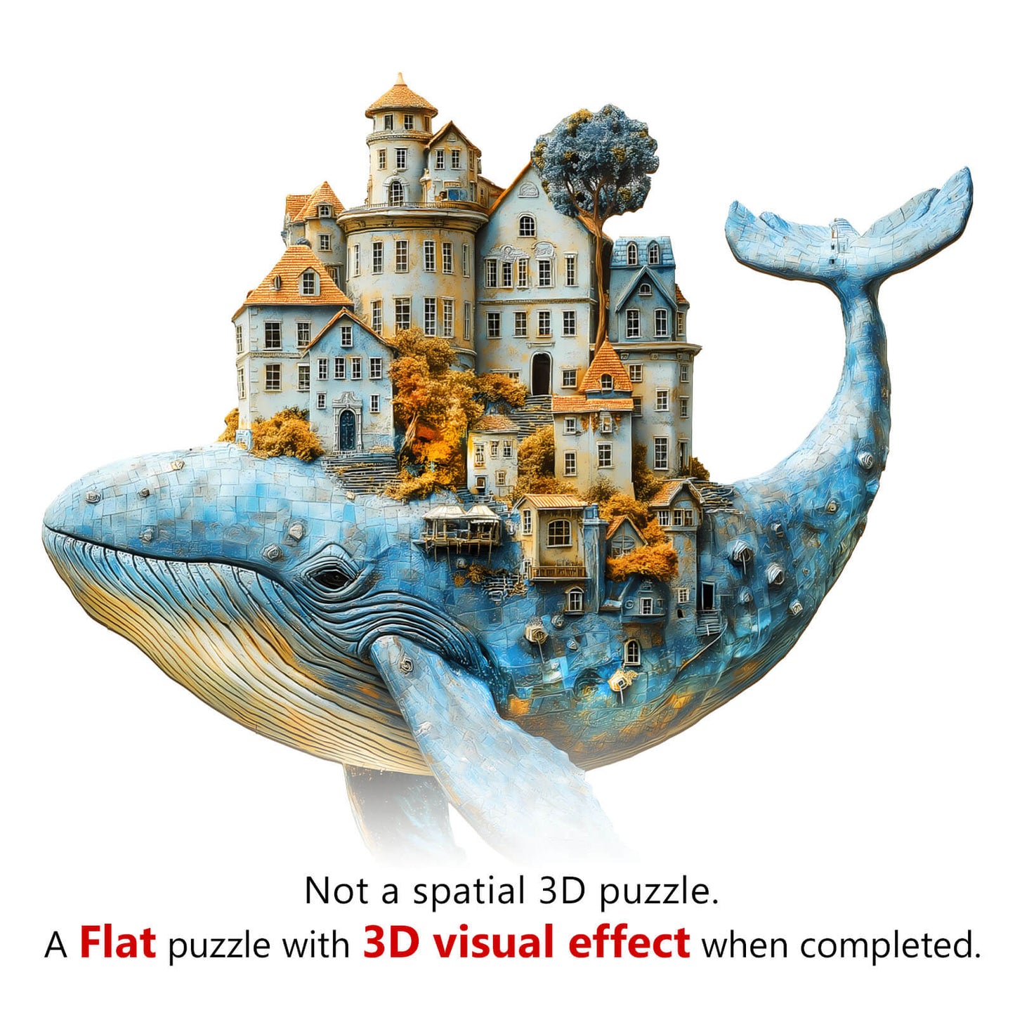 3D Whale City Wooden Jigsaw Puzzle | LKWooden