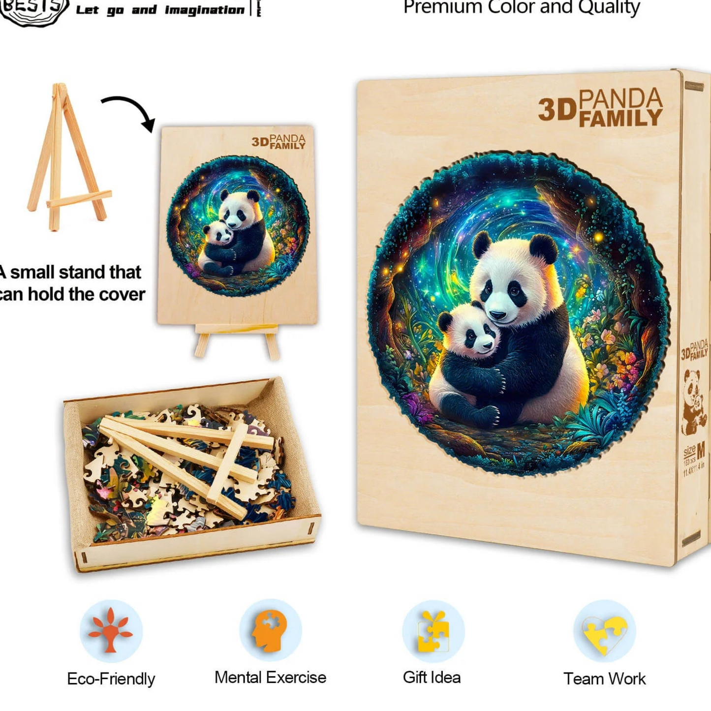 3D Panda Family Wooden Jigsaw Puzzle | LKWooden