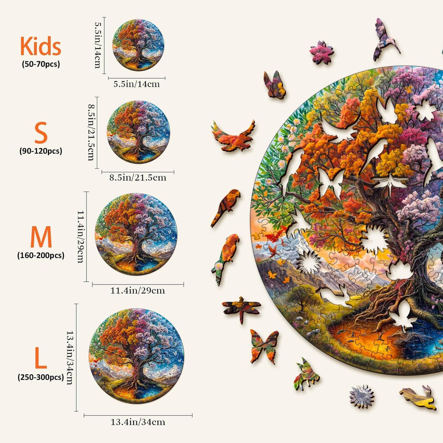 Seasonal Tree of Life-1 Wooden Jigsaw Puzzle | LKWooden