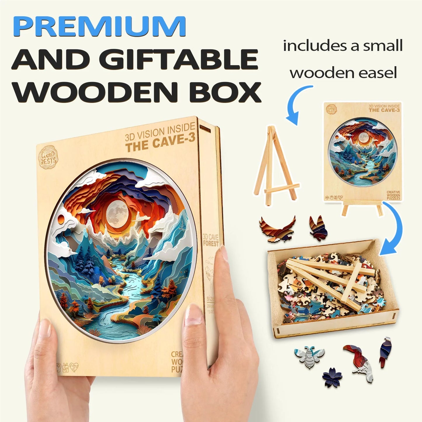 3D Vision Inside The Cave Wooden Jigsaw Puzzle | LKWooden