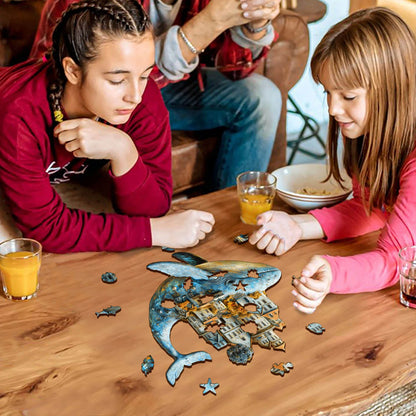 3D Whale City Wooden Jigsaw Puzzle | LKWooden