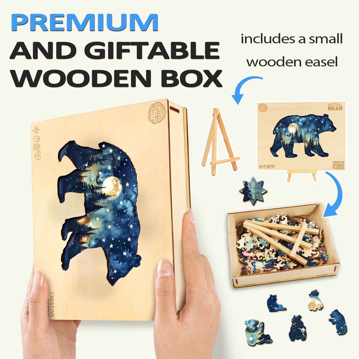 3D Astral Bear Wooden Jigsaw Puzzle | LKWooden