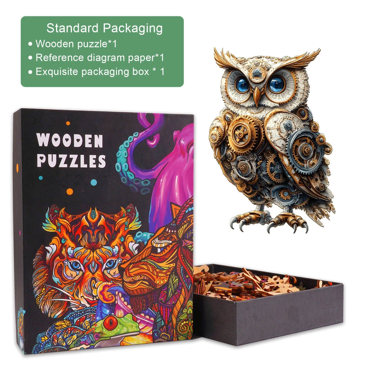 3D Mechanical Owl Wooden Jigsaw Puzzle | LKWooden