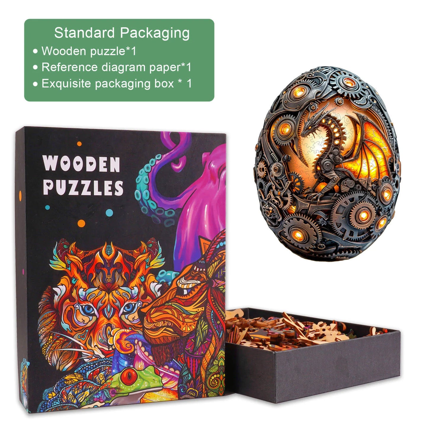 3D Mechanical Dragon Egg Wooden Jigsaw Puzzle | LKWooden