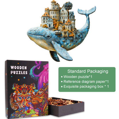 3D Whale City Wooden Jigsaw Puzzle | LKWooden